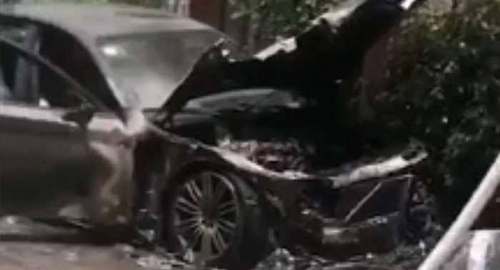 Kondisi mobil BMW setelah terbakar
