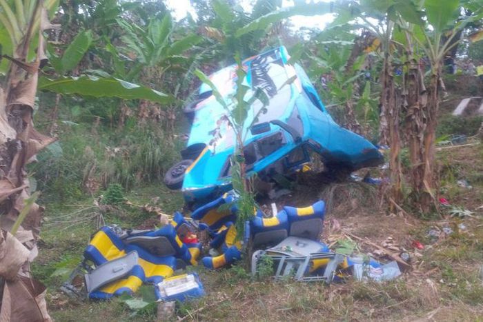 Bus yang alami kecelakaan fatal di Sukabumi