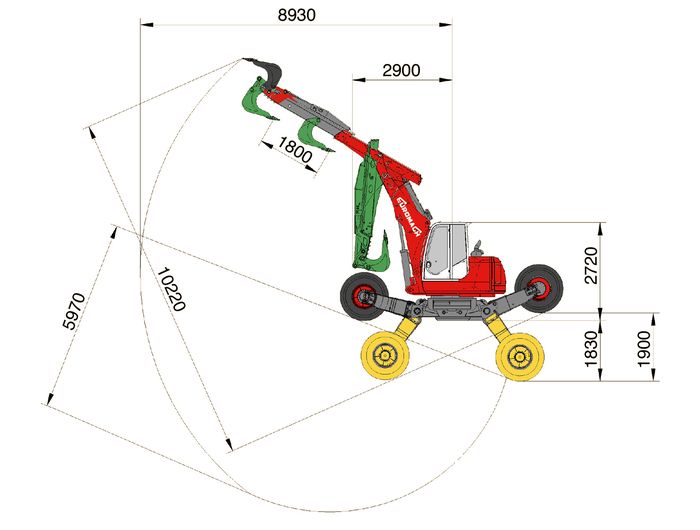 Mobilitas spider excavator Euromach R145
