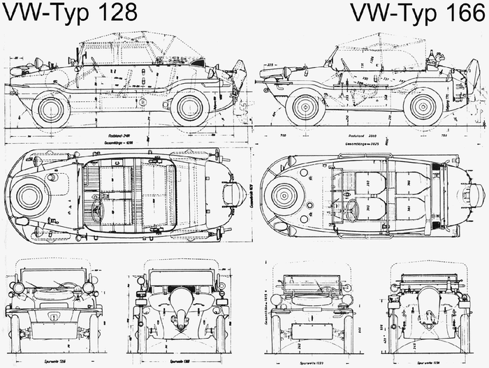 Blueprint VW Schimmwagen type 128 dan type 166