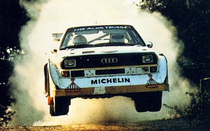 Audi Quattro terbang di reli Grup B