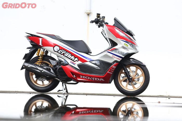 Modifikasi Honda PCX 150 Livery Honda ASBK Santo Motoshop