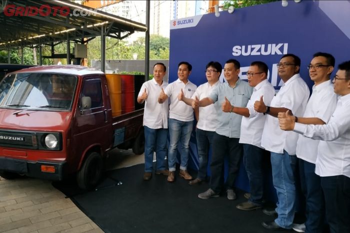 Para petinggi PT Suzuki Indomobil Sales (SIS) saat berada di acara Media Gathering Suzuki di Kemayoran, Jakarta Utara.