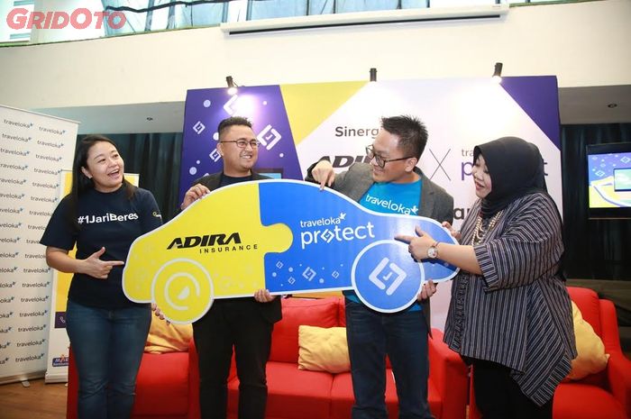 Acara peluncuran kerjasama Adira Insurance dan Traveloka Protect di kawasan Jakarta Pusat (18/10).