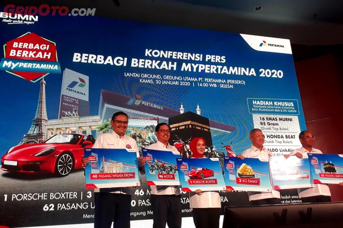 Launching Berbagi Berkah MyPertamina 2020 di kantor pusat Pertamina, Jakarta (30/1/2020).