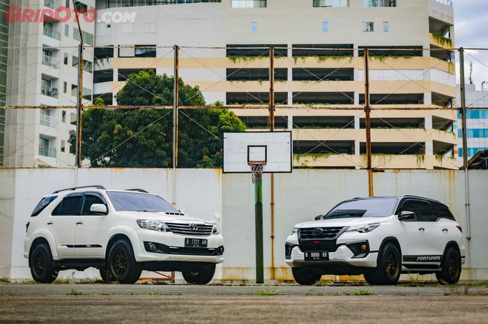 Duet modifikasi Toyota Fortuner lintas generasi main gaya street racing