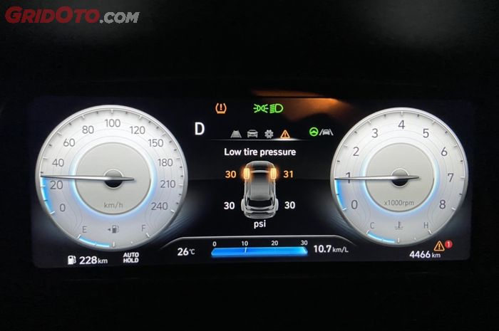 TPMS pada Instrumen Klaster Hyundai Creta Prime Menampilkan Warning Low Pressure
