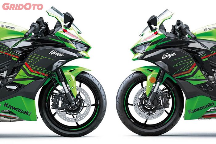 Komparasi Kawasaki Ninja ZX-25RR (kiri) dan Ninja ZX-4RR (kanan)