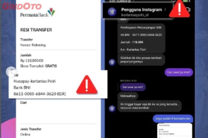 Transaksi penipuan atas nama Digital Korlantas