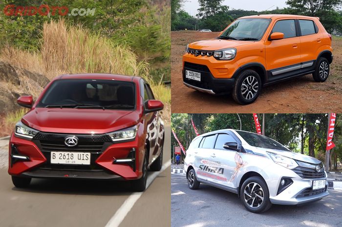 Tiga pilihan mobil harga Rp 100 jutaan, Daihatsu Ayla, Daihatsu Sigra, dan Suzuki S-Presso.
