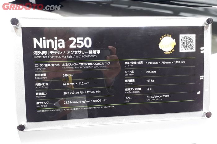 Data spesifikasi Kawasaki Ninja 250