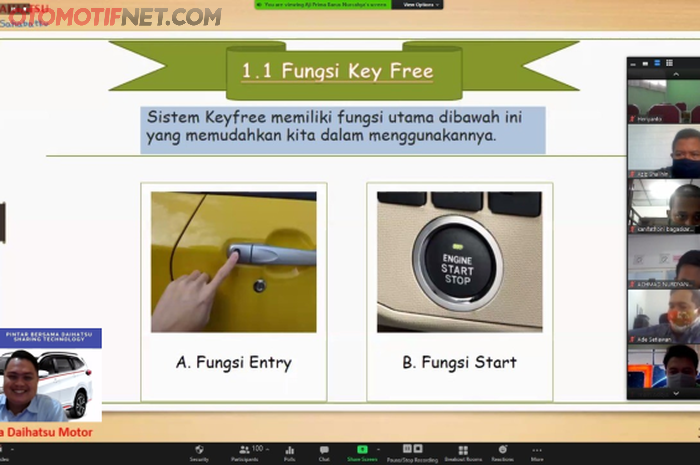 Sesi Pelatihan bersama Daihatsu, mengenai penjelasan tentang Key Free untuk fungsi Entry