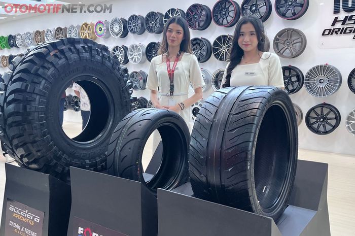 PT Elangperdana Tyre Industry kenalkan 3 ban baru di IIMS 2024, 1 ban off road (Badak X-Treme) dan 2 ban (Forceum dan Accelera) semi slick untuk drifting