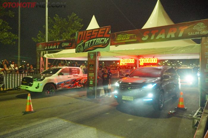 Balap trek lurus 201 meter Diesel Attack di kawasan PIK 2, Jakarta Utara.