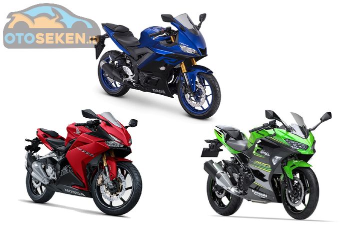 Ilustrasi Yamaha R25, Kawasaki Ninja 250, dan CBR250RR