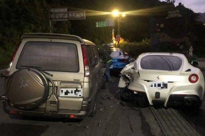 Mobil SUV milik Lin yang menabrak tiga Ferrari di Taiwan 