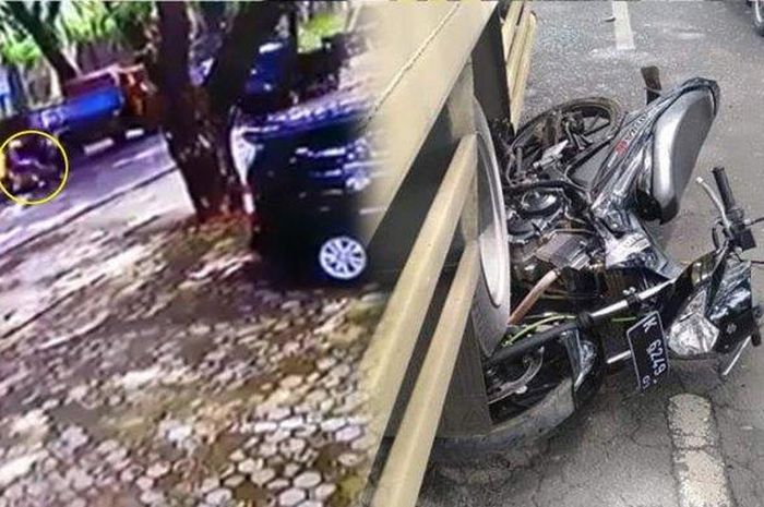 Viral video seorang pengendara motor selamat dari kecelakaan saat truk hilang kendali dan nyaris men