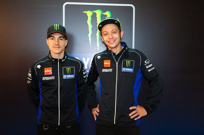 Valentino Rossi dan Maverick Vinales saat launching tim Monster Energy Yamaha MotoGP di hotel Four Season Jakarta, (4/2/2019)