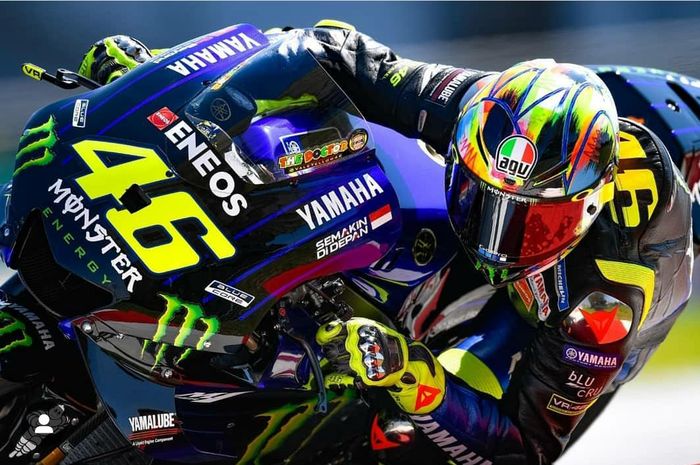 Logo 'Semakin Di Depan' baru muncul di motor milik Rossi saat tes di Sepang, Malaysia (6/2/2019).