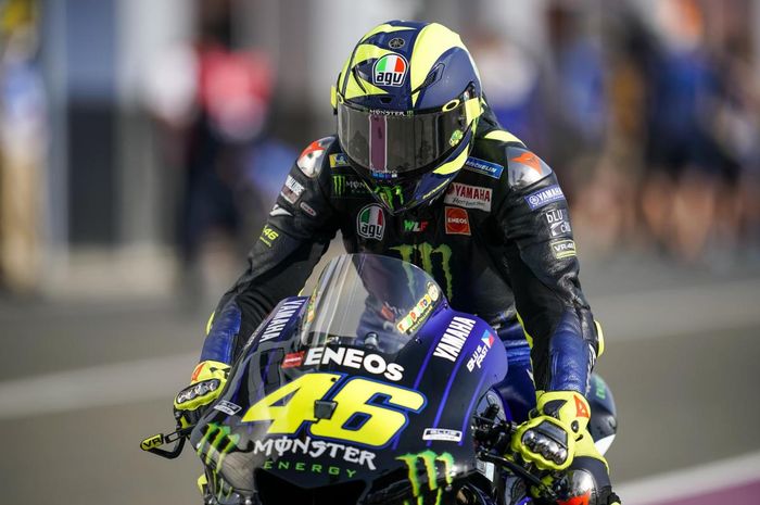 Valentino Rossi saat melaju di MotoGP Qatar 2019 yang digelar di Sirkuit Losail, Senin (11/3/2019) WIB.