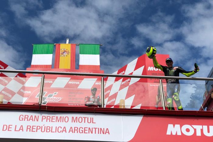 Valentino Rossi meraih podium 2 di MotoGP Argentina 2019 diikuti Andrea Dovizioso di urutan 3