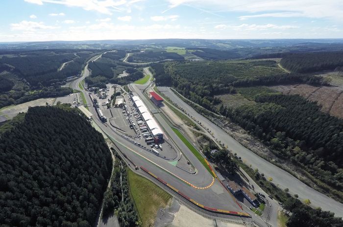 Foto udara trek Sirkuit Spa-Francorchamps di Belgia.