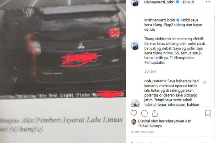 Terekam CCTV, Pajero Sport Brigjen Khrisna Murti kena e-tilang
