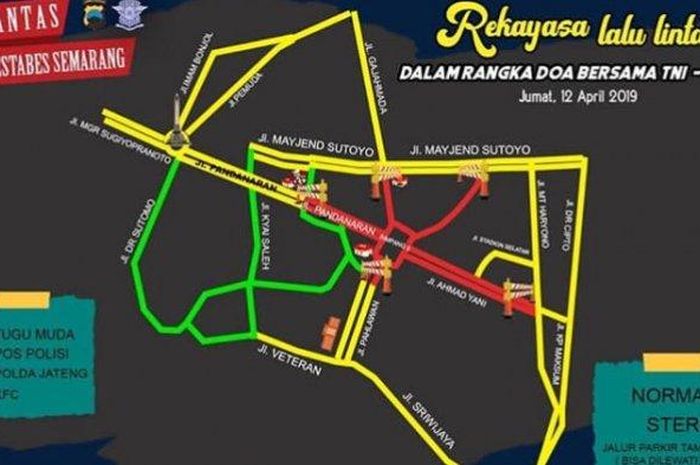 Jalanan menuju Simpang Lima Semarang ditutup