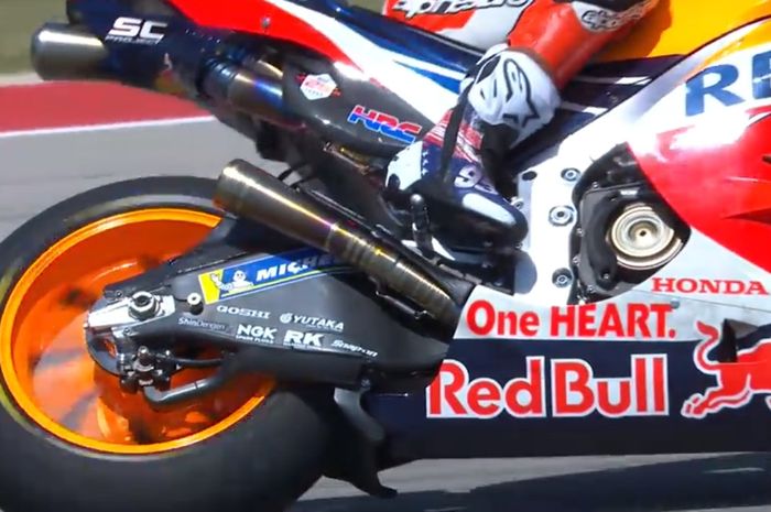 Honda mengaplikasi spoiler swingarm di Honda RC213V milik Marc Marquez di MotoGP Amerika