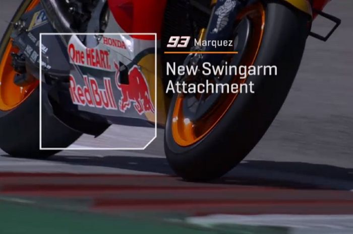 Honda pakai spoiler swingarm di RC213V milik Marc Marquez di sesi latihan bebas MotoGP Amerika