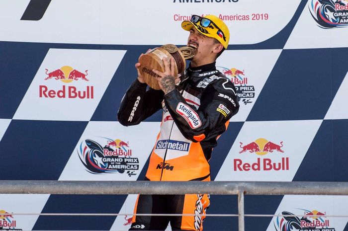 Aron Canet, pembalap Sterilgarda Max Racing Team yang naik podium satu di Moto3 Amerika 2019
