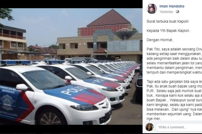 Surat terbuka sopir truk untuk Kapolri 
