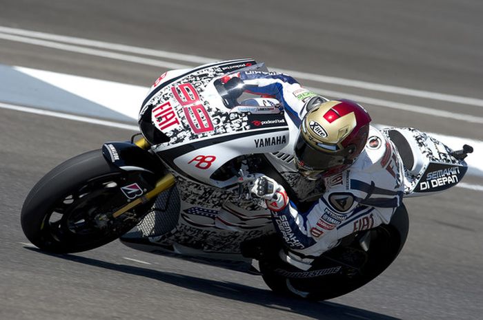 Motif helm Iron Man digunakan Jorge Lorenzo di MotoGP Indianapolis 2010