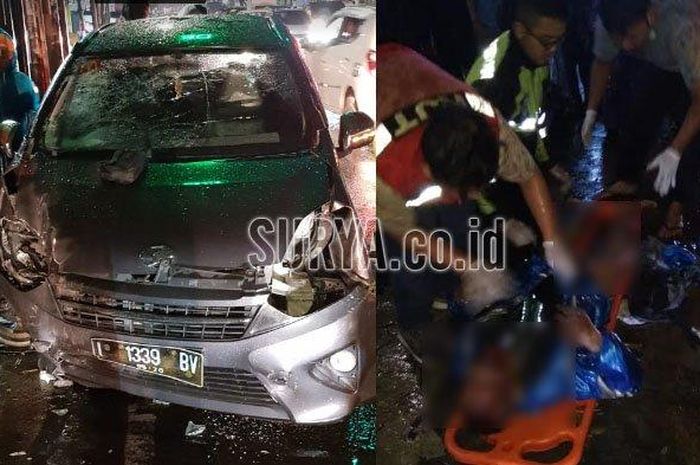 Toyota Agya terlibat kecelakaan dengan dua motor