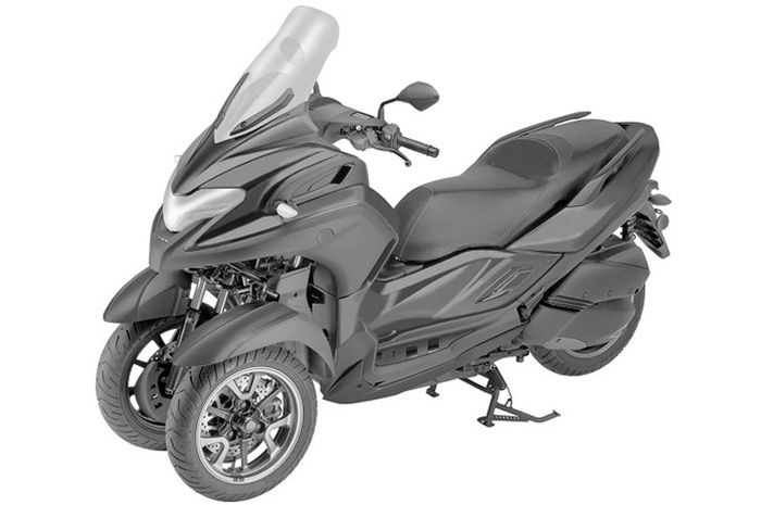Gambar paten Yamaha 3CT terlihat berbasis XMAX