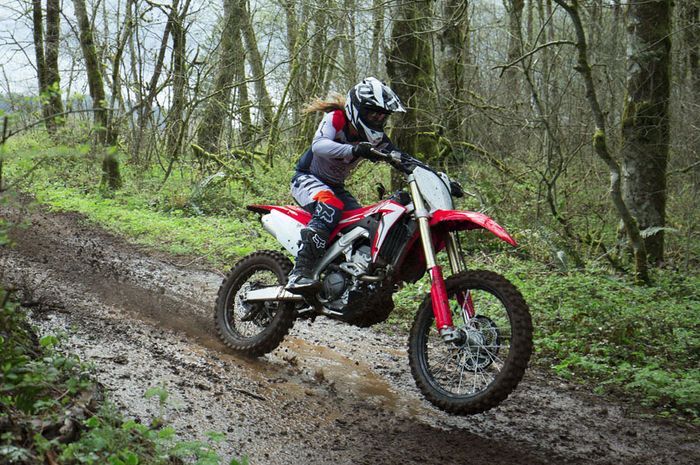 Ilustrasi trabasan dengan motor trail Honda CRF250RX