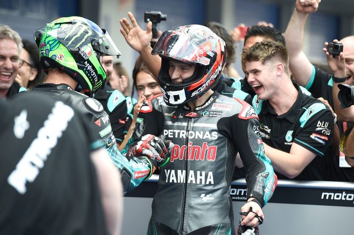 Fabio Quartararo saat meraih pole position pada kualifikasi MotoGP Spanyol 2019.