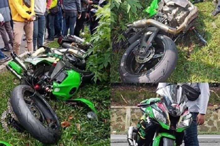 Kawasaki ZX-10R dikabarkan mengalami kecelakaan di Lembang, Bandung, Jawa Barat