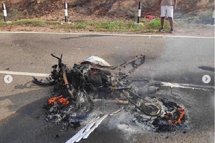 Kondisi Honda CBR250RR yang diduga terlibat kecelakaan tunggal