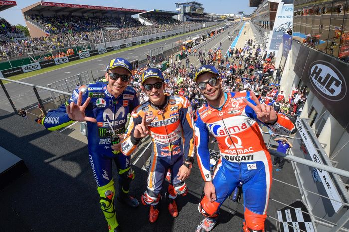 Valentino Rossi, Marc Marquez dan Danilo Petrucci jadi pemenang di MotoGP Prancis 2018