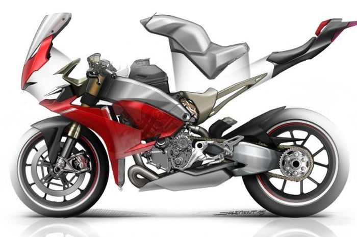 Bentuk dan posisi tangki bahan bakar Ducati Panigale V4