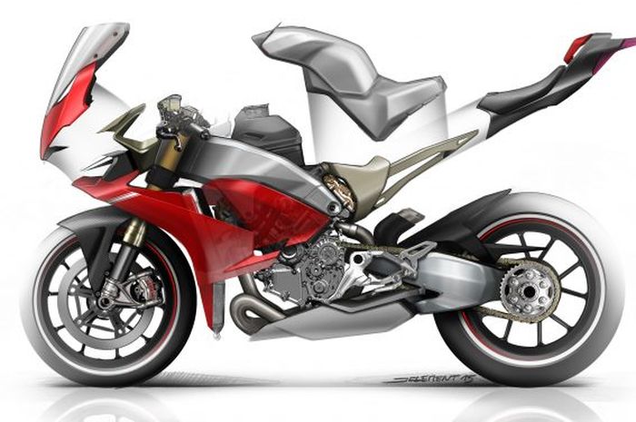 Bentuk dan posisi tangki bahan bakar Ducati Panigale V4