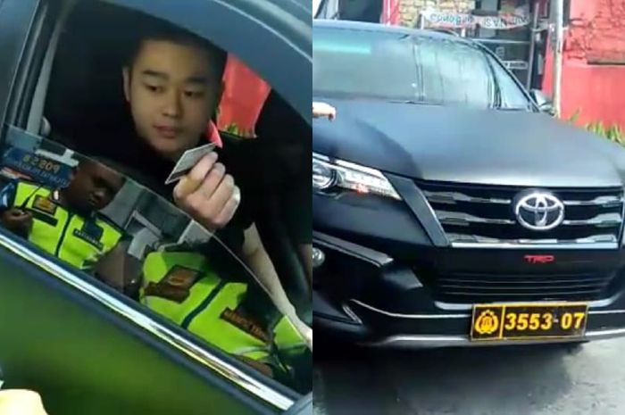 Mobil Fortuner berpelat Polisi ditilang.