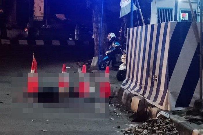 Lokasi diduga bom bunuh diri di Pos Pengamanan (Pospam) Lebaran Tugu Kartasura, Sukoharjo, Jawa Tengah, Senin (3/6/2019) pukul 23.00 WIB