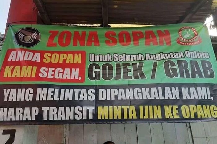 Ojol harus ijin melintas di kawasan Bandung oleh para pengojek pangkalan (opang).