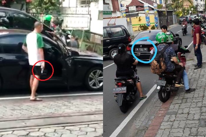 Pengemudi BMW todongkan pistol ke pengendara lain.