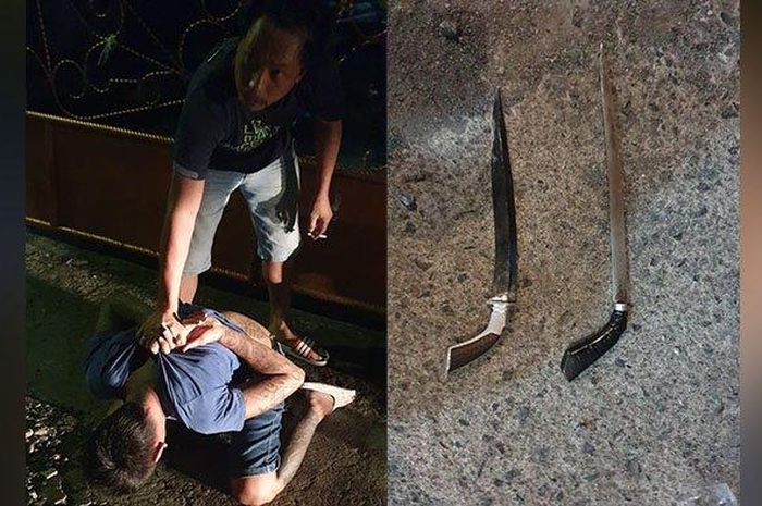 Pria ini cegat mobil polisi dengan senjata tajam, langsung diringkus