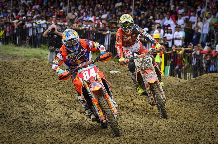 Jeffrey Herlings (kiri) dan Antonio Cairoli diperkirakan absen untuk dua seri MXGP Indonesia, di Palembang dan Semarang