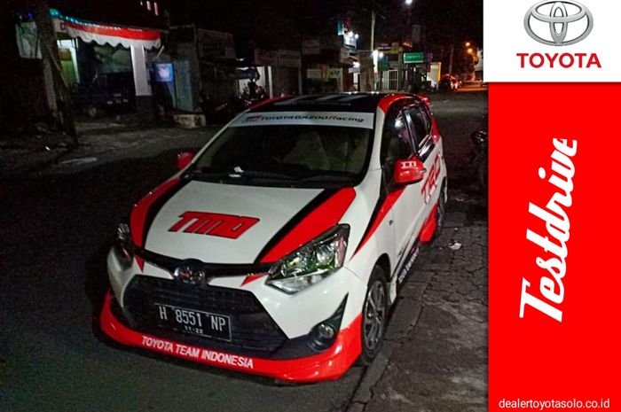 Unit Toyota Agya tipe G TRD siap digunakan untuk test drive.