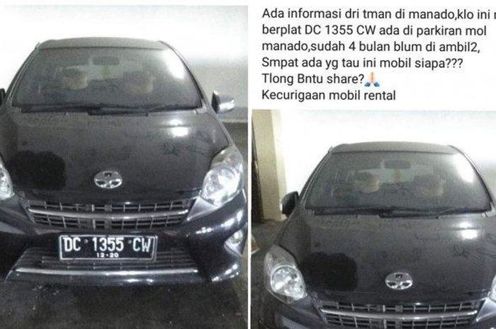 Toyota Agya terparkir berbulan-bulan di parkiran mall bikin geger